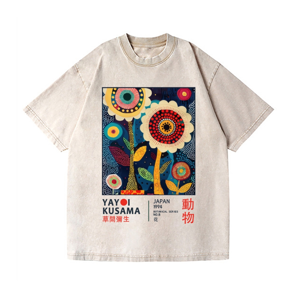 Yayoi Kusama Flower Vintage Wash Japanese Design T-Shirt