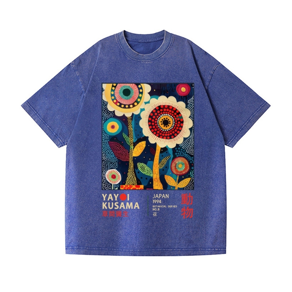 Yayoi Kusama Flower Vintage Wash Japanese Design T-Shirt