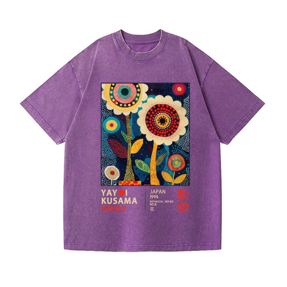 Yayoi Kusama Flower Vintage Wash Japanese Design T-Shirt