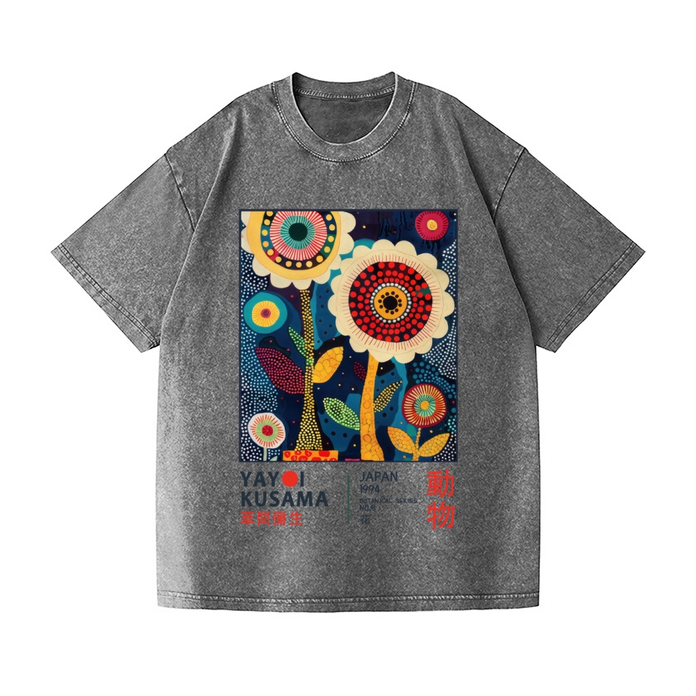 Yayoi Kusama Flower Vintage Wash Japanese Design T-Shirt