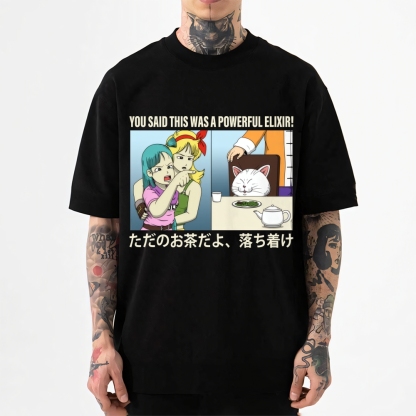 Bulma Girl Pointing at a Cat Japanese Style Classic Tee