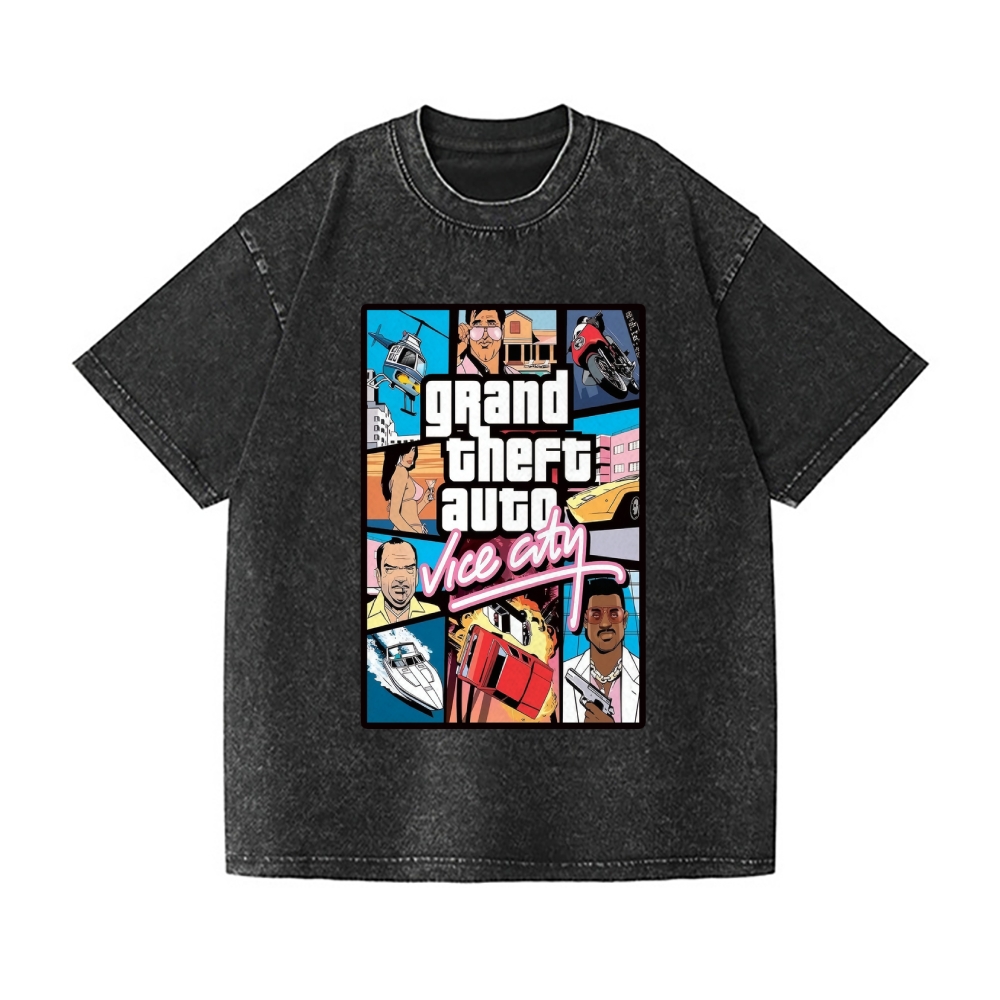 Grand Theft Auto Vintage Wash Japanese Design T-Shirt