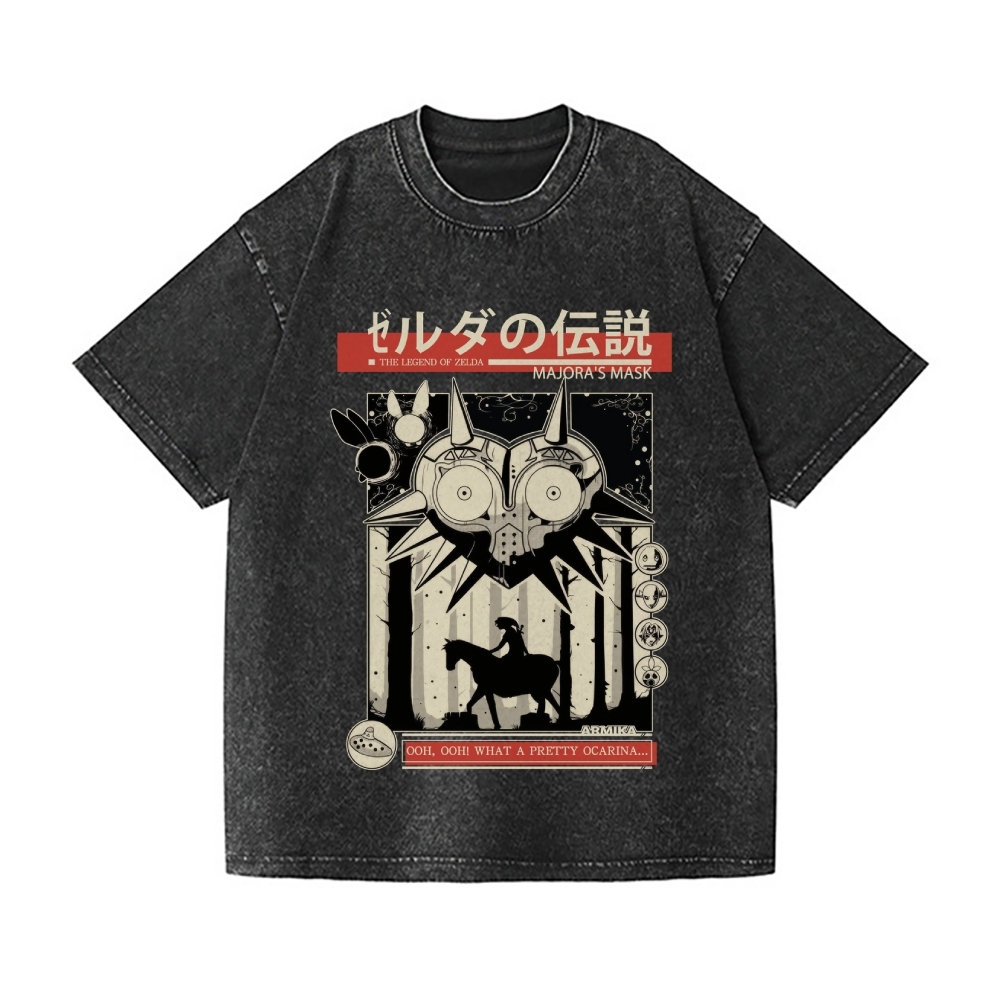 The Legend of Zelda - Majora's Mask Vintage Wash Japanese Design T-Shirt