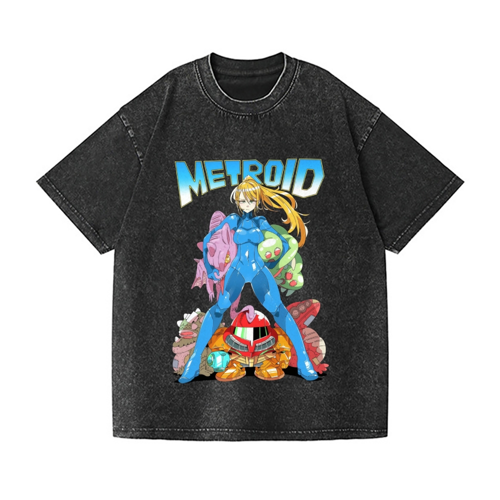 Metroid Vintage Wash Japanese Design T-Shirt