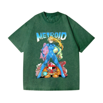 Metroid Vintage Wash Japanese Design T-Shirt