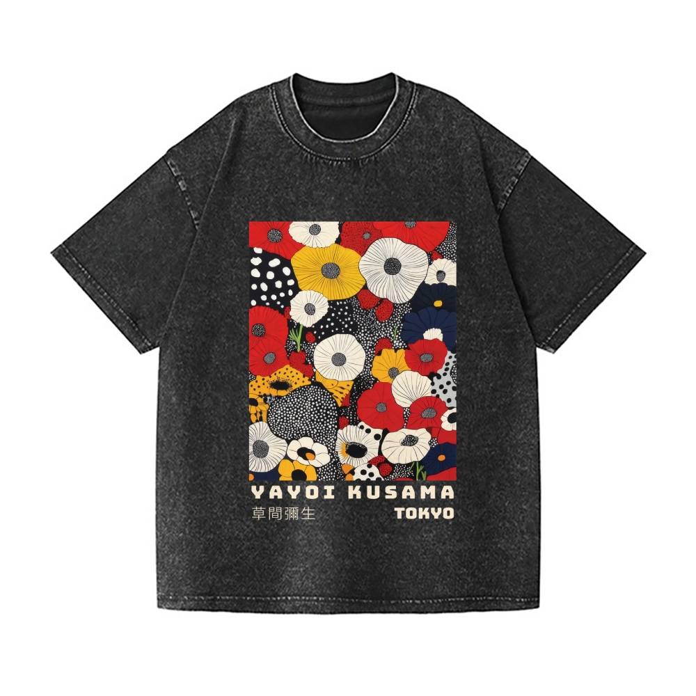 Yayoi Kusama Flower Vintage Wash Japanese Design T-Shirt