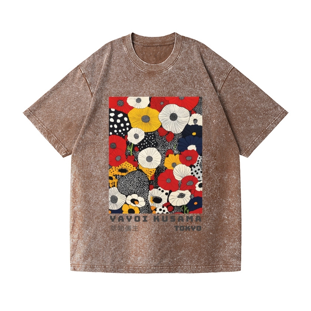 Yayoi Kusama Flower Vintage Wash Japanese Design T-Shirt