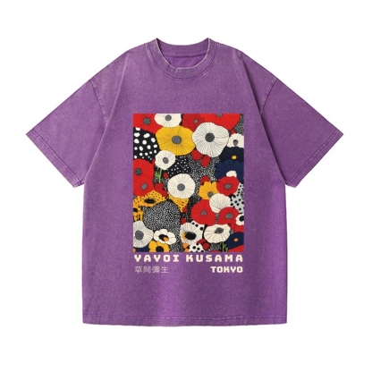 Yayoi Kusama Flower Vintage Wash Japanese Design T-Shirt