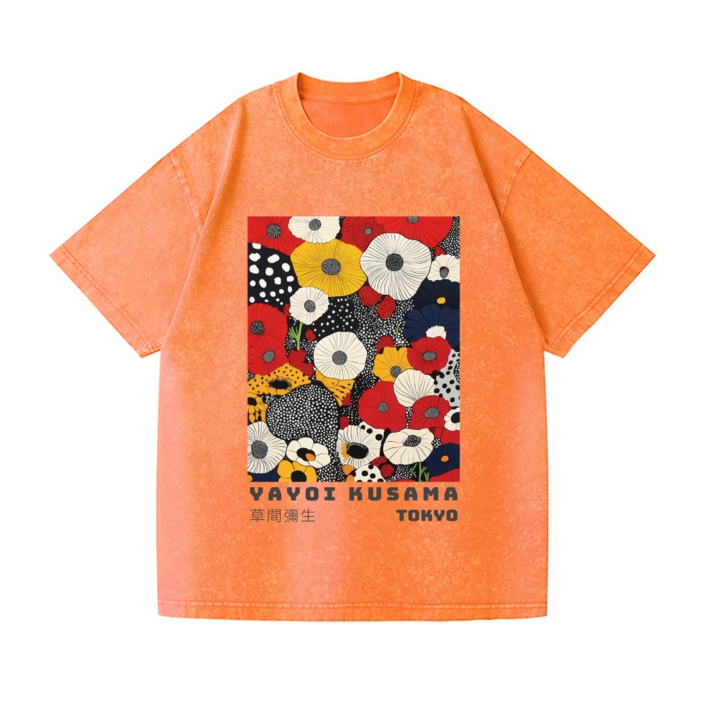 Yayoi Kusama Flower Vintage Wash Japanese Design T-Shirt