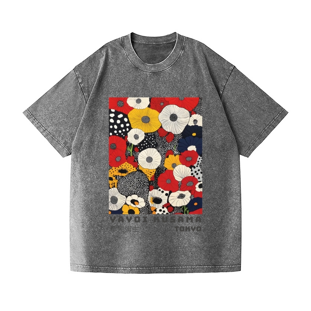 Yayoi Kusama Flower Vintage Wash Japanese Design T-Shirt