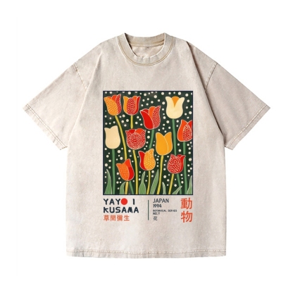 Yayoi Kusama Flower Vintage Wash Japanese Design T-Shirt
