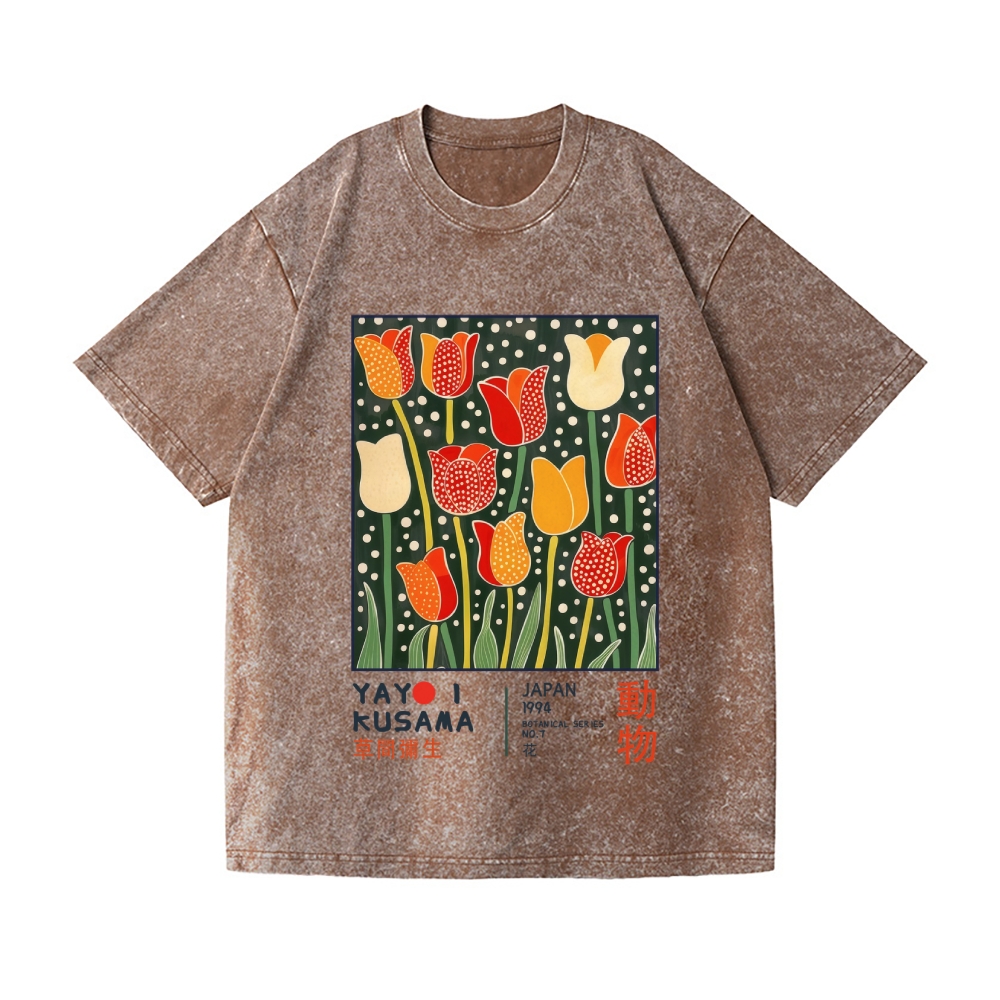 Yayoi Kusama Flower Vintage Wash Japanese Design T-Shirt