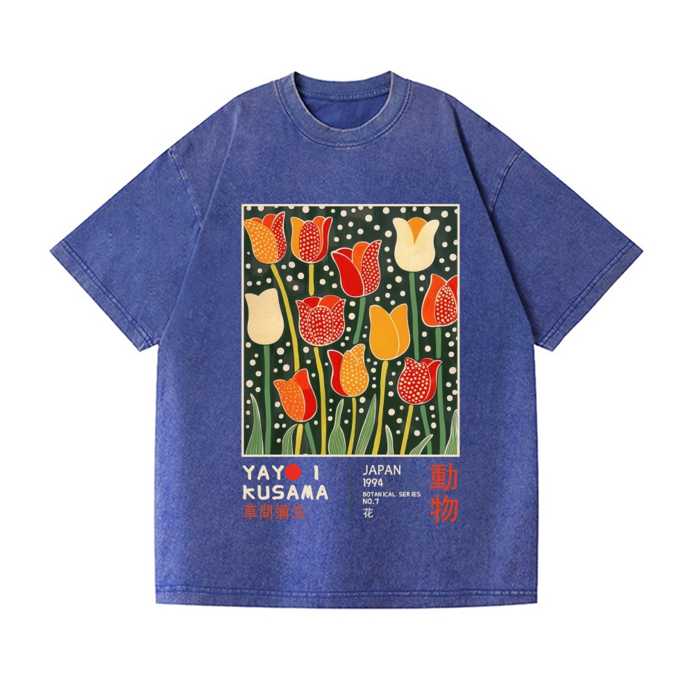 Yayoi Kusama Flower Vintage Wash Japanese Design T-Shirt
