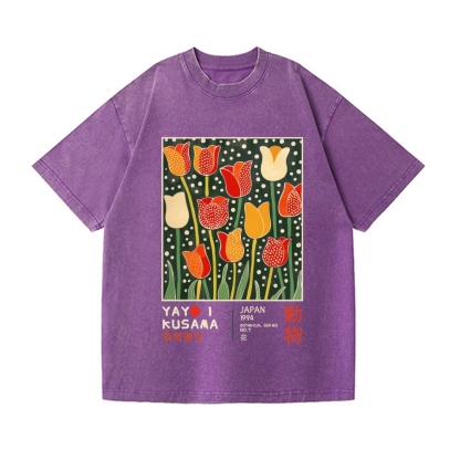 Yayoi Kusama Flower Vintage Wash Japanese Design T-Shirt