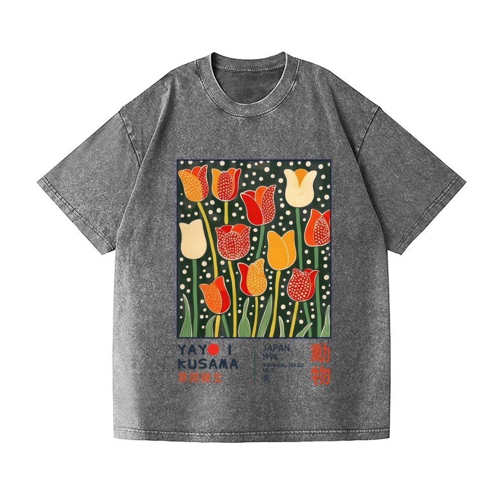 Yayoi Kusama Flower Vintage Wash Japanese Design T-Shirt