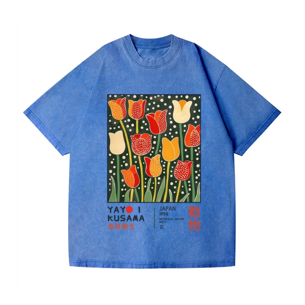 Yayoi Kusama Flower Vintage Wash Japanese Design T-Shirt
