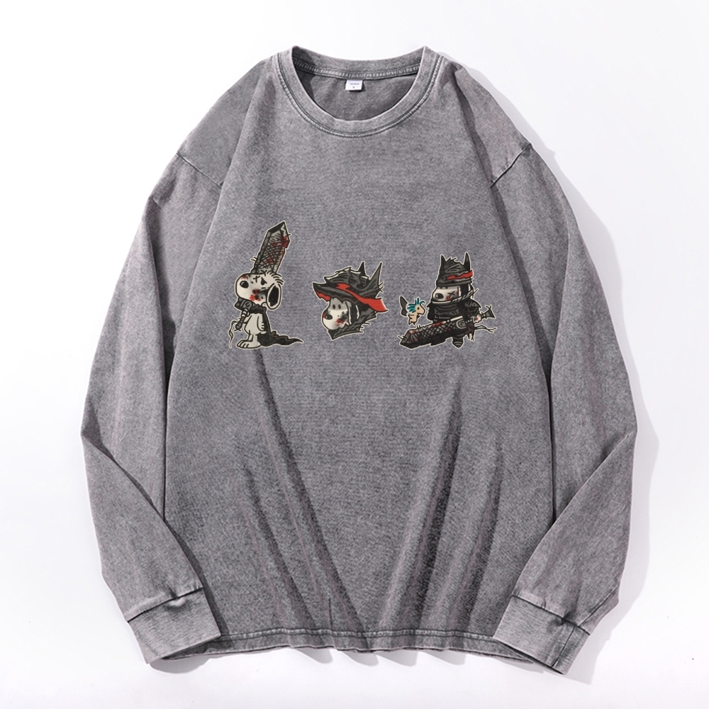 Berserk Vintage Cotton Wash Crewneck Long-Sleeve T-Shirt