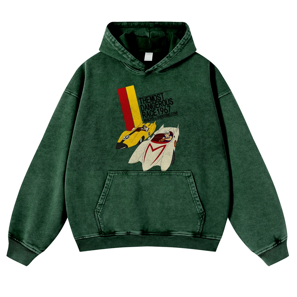 Speed Racer Vintage Washed Thick Cotton Hoodie