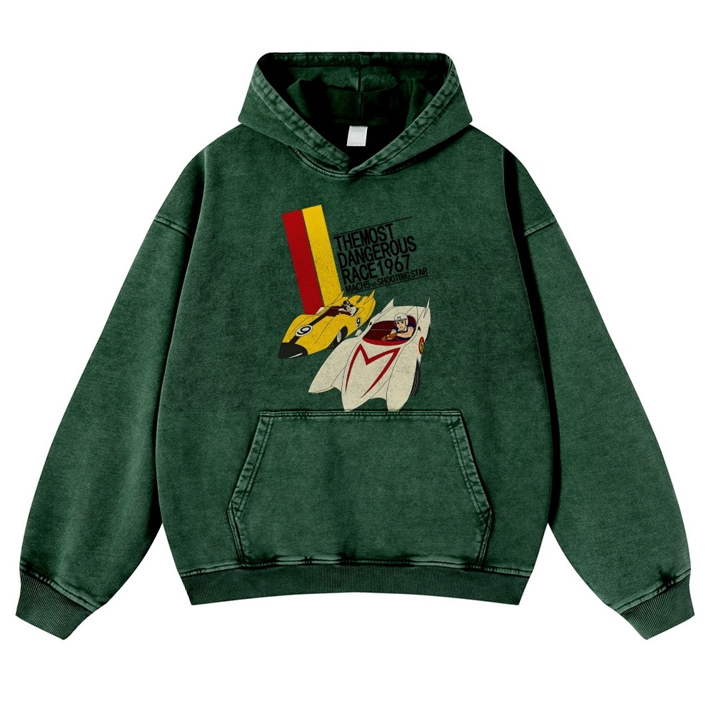 Speed Racer Vintage Washed Thick Cotton Hoodie