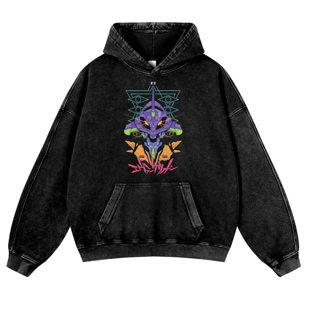 Evangelion Tokyo Vintage Washed Thick Cotton Hoodie
