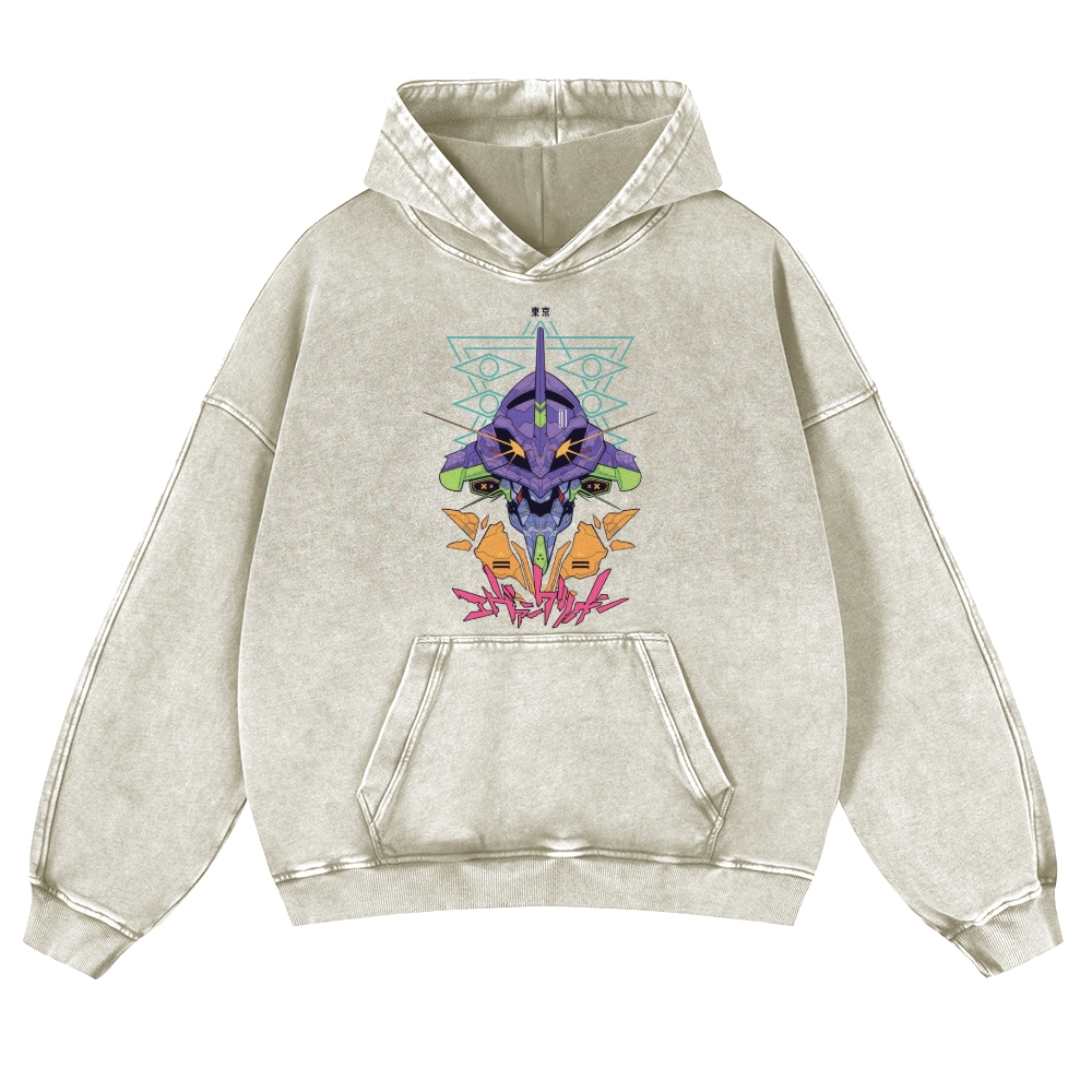 Evangelion Tokyo Vintage Washed Thick Cotton Hoodie
