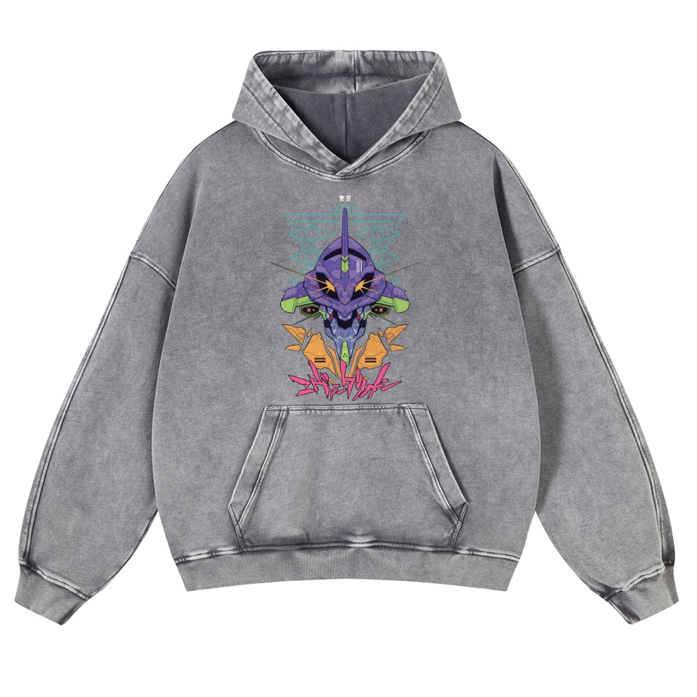 Evangelion Tokyo Vintage Washed Thick Cotton Hoodie