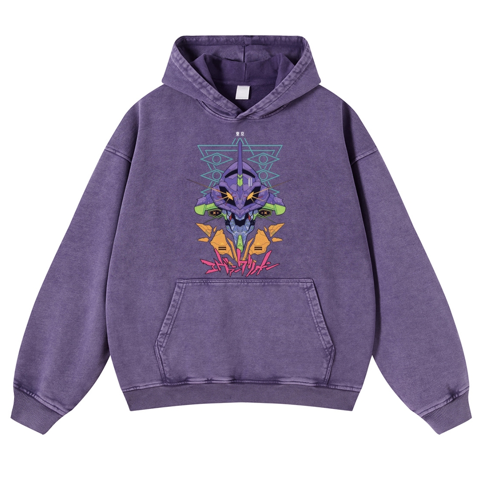 Evangelion Tokyo Vintage Washed Thick Cotton Hoodie