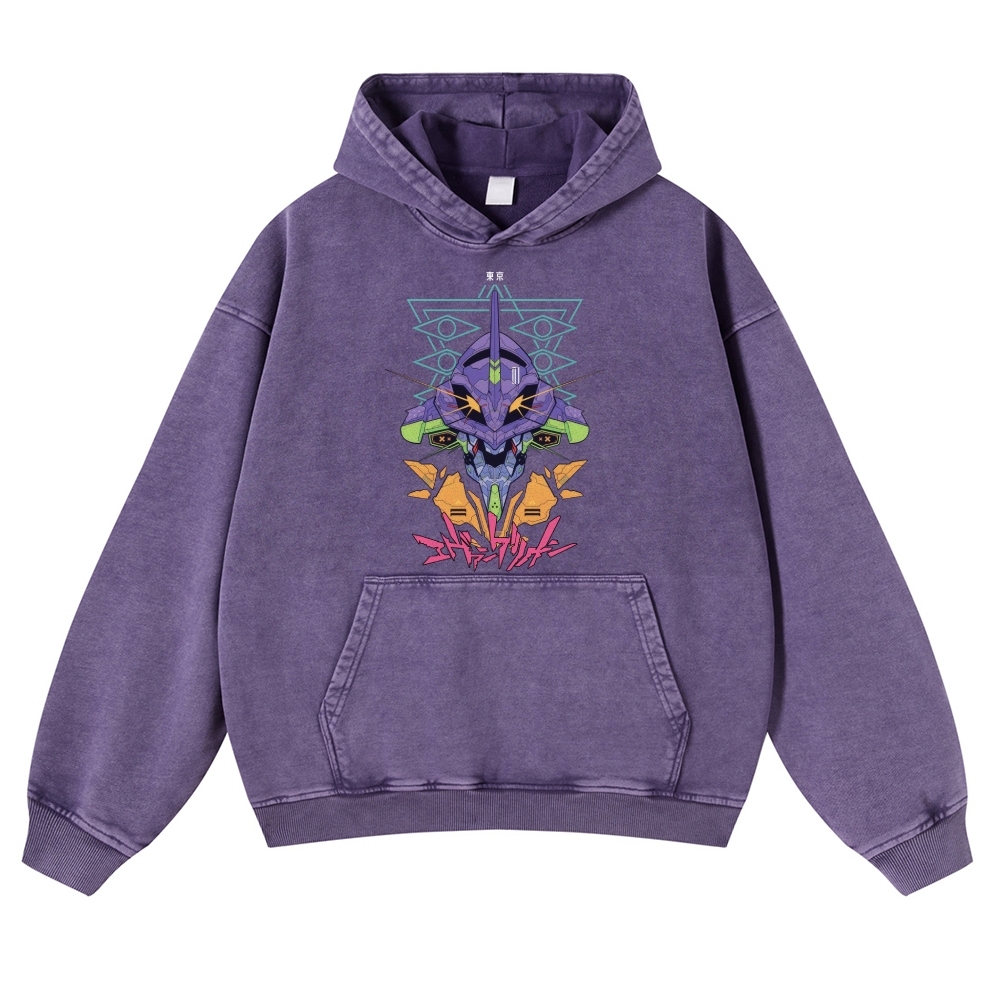 Evangelion Tokyo Vintage Washed Thick Cotton Hoodie