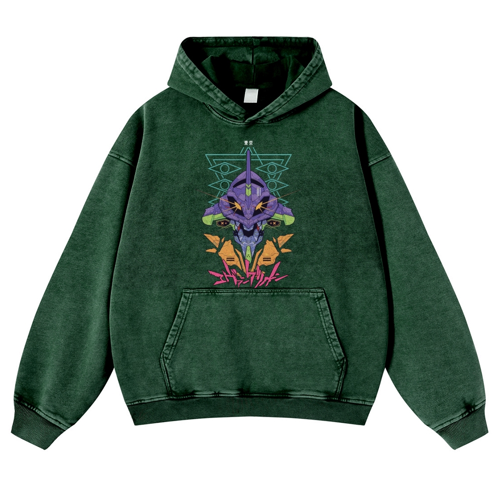 Evangelion Tokyo Vintage Washed Thick Cotton Hoodie