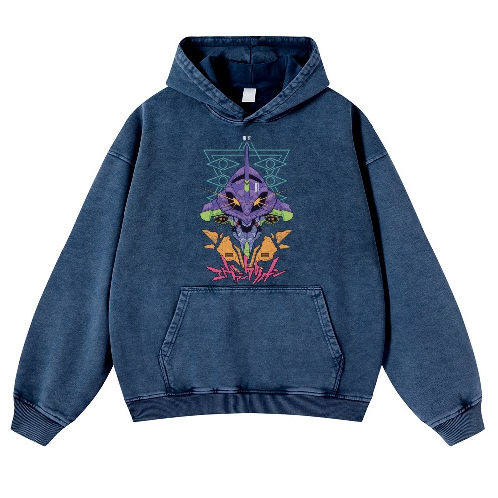 Evangelion Tokyo Vintage Washed Thick Cotton Hoodie