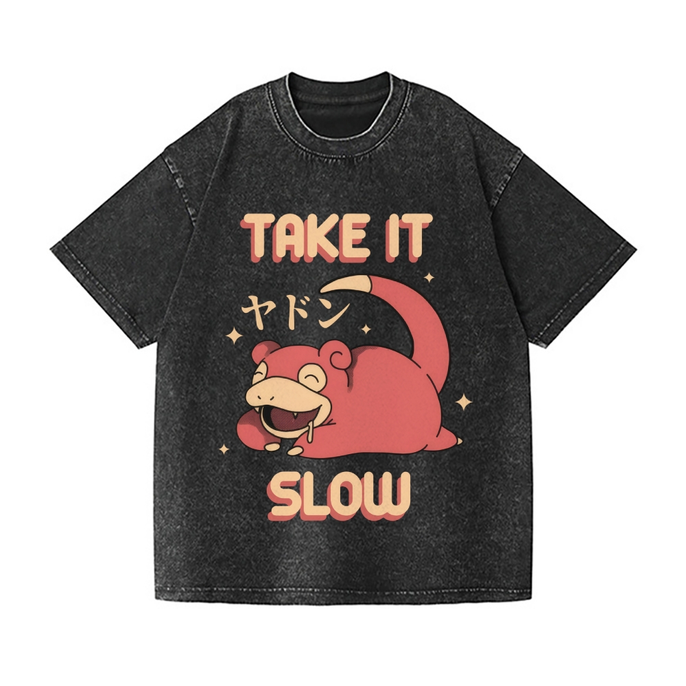 Slow Hippo Vintage Wash Japanese Design T-Shirt