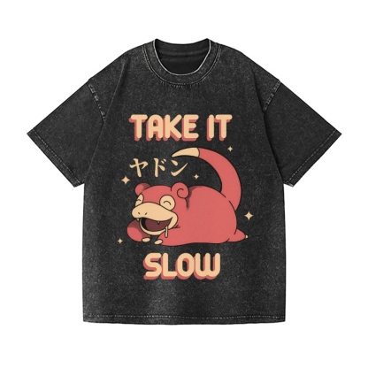 Slow Hippo Vintage Wash Japanese Design T-Shirt