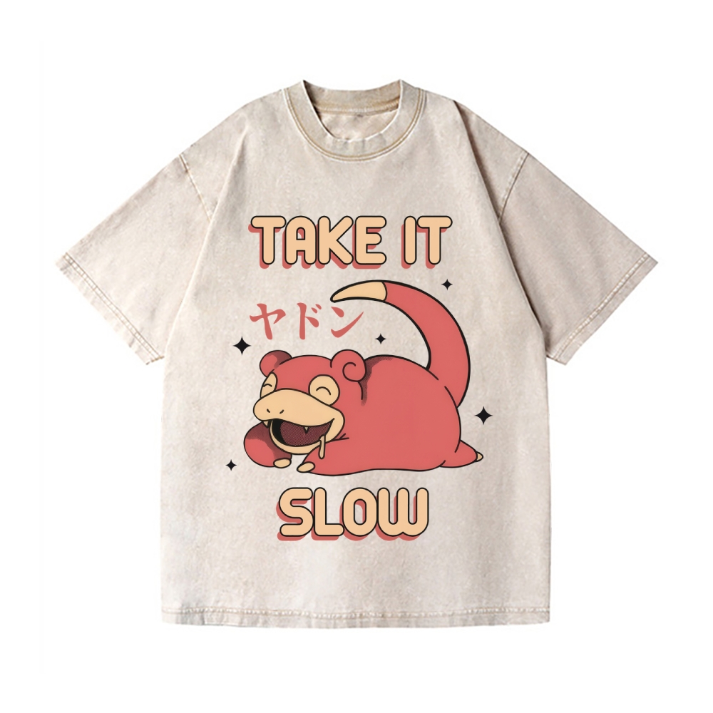 Slow Hippo Vintage Wash Japanese Design T-Shirt