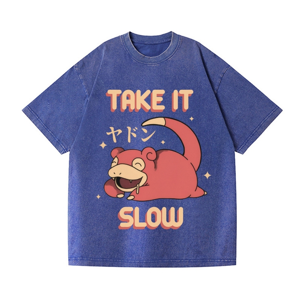Slow Hippo Vintage Wash Japanese Design T-Shirt