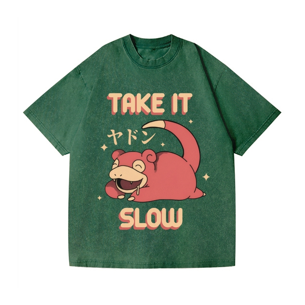 Slow Hippo Vintage Wash Japanese Design T-Shirt