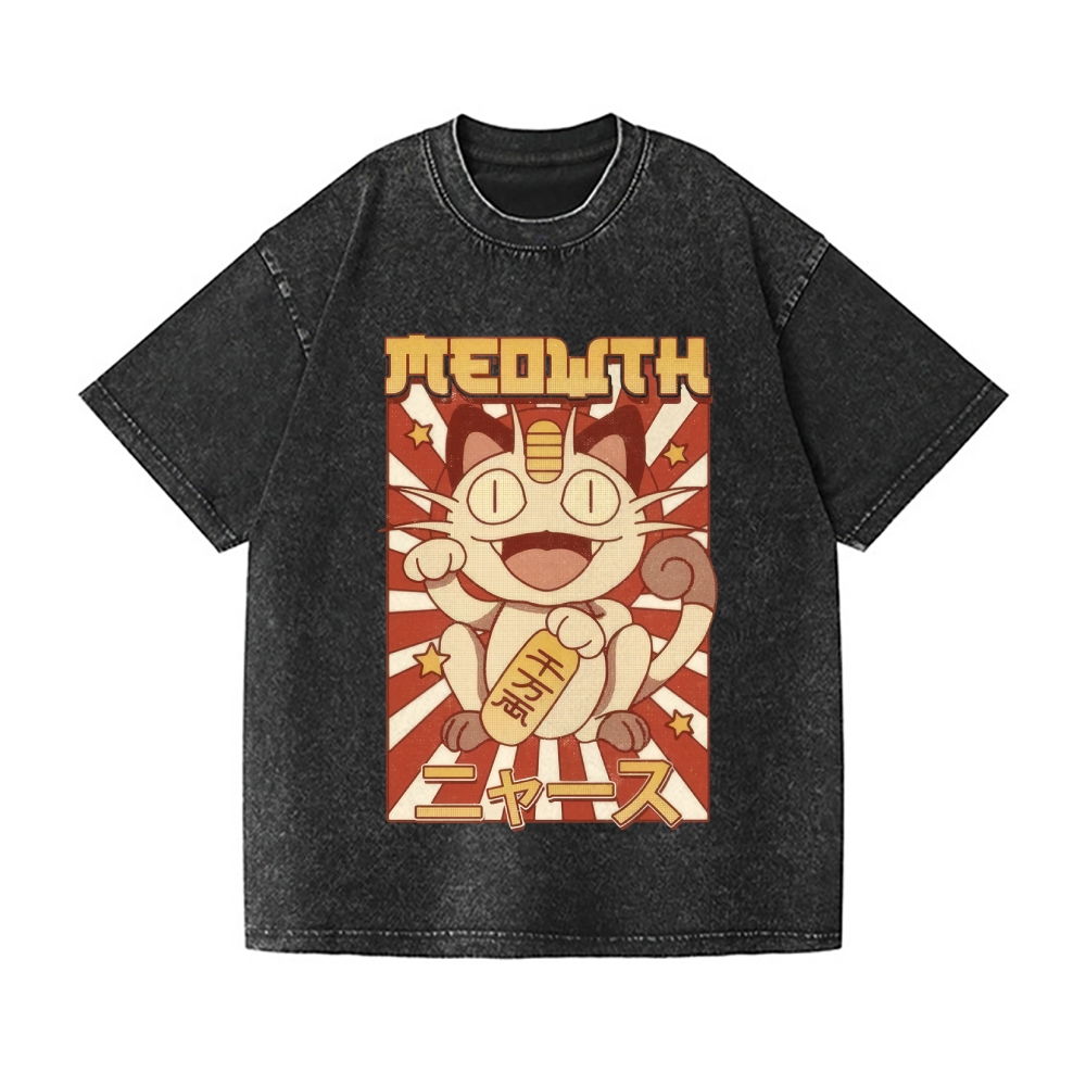 Lucky Cat Vintage Wash Japanese Design T-Shirt