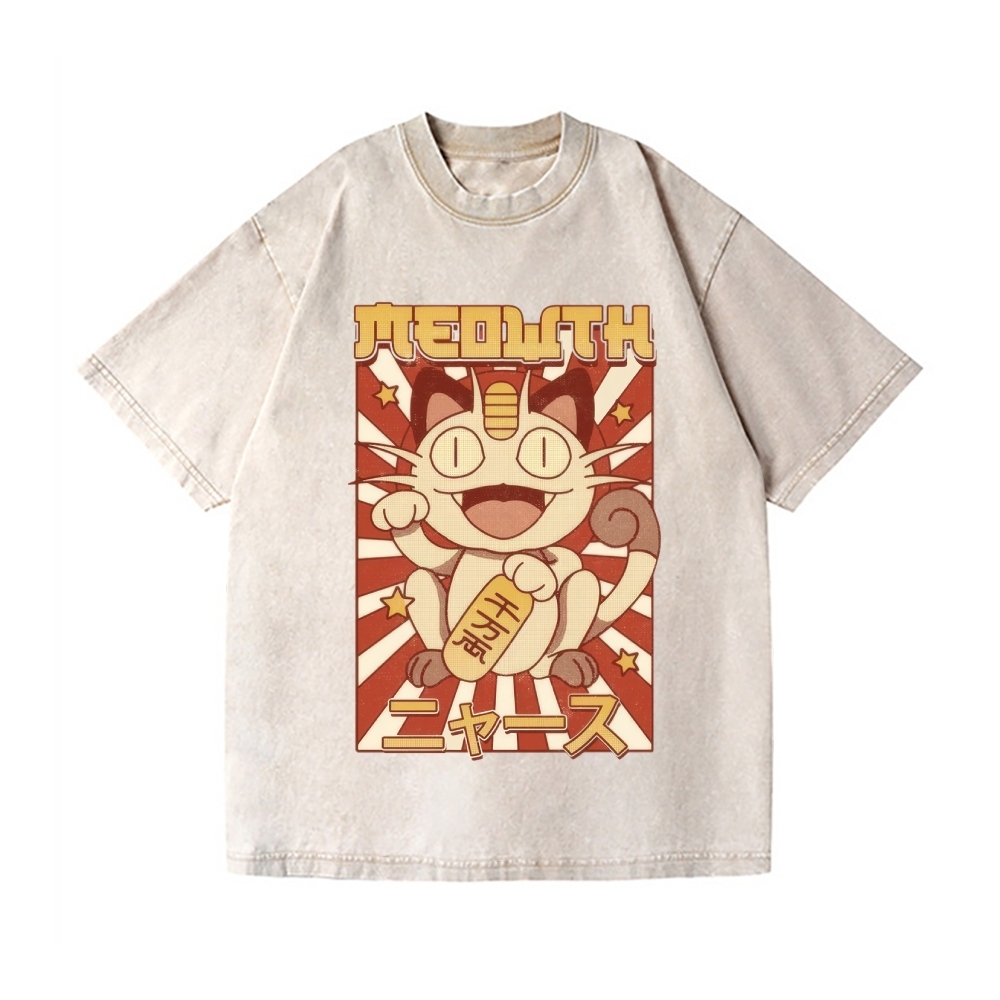 Lucky Cat Vintage Wash Japanese Design T-Shirt