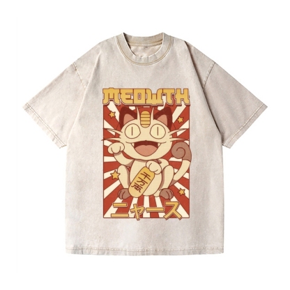Lucky Cat Vintage Wash Japanese Design T-Shirt