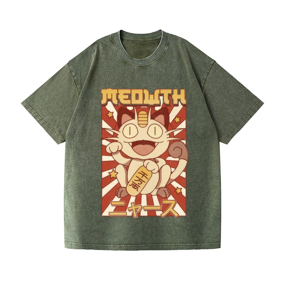 Lucky Cat Vintage Wash Japanese Design T-Shirt