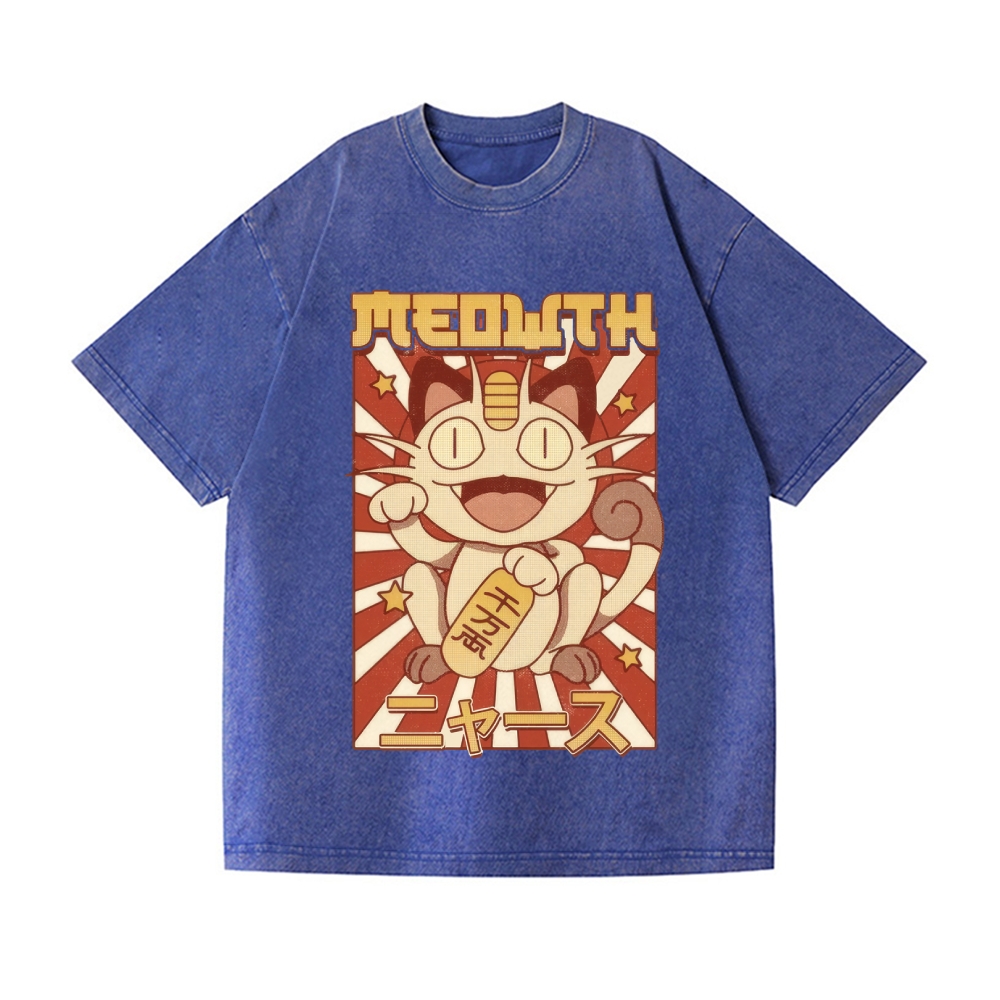 Lucky Cat Vintage Wash Japanese Design T-Shirt