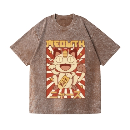 Lucky Cat Vintage Wash Japanese Design T-Shirt