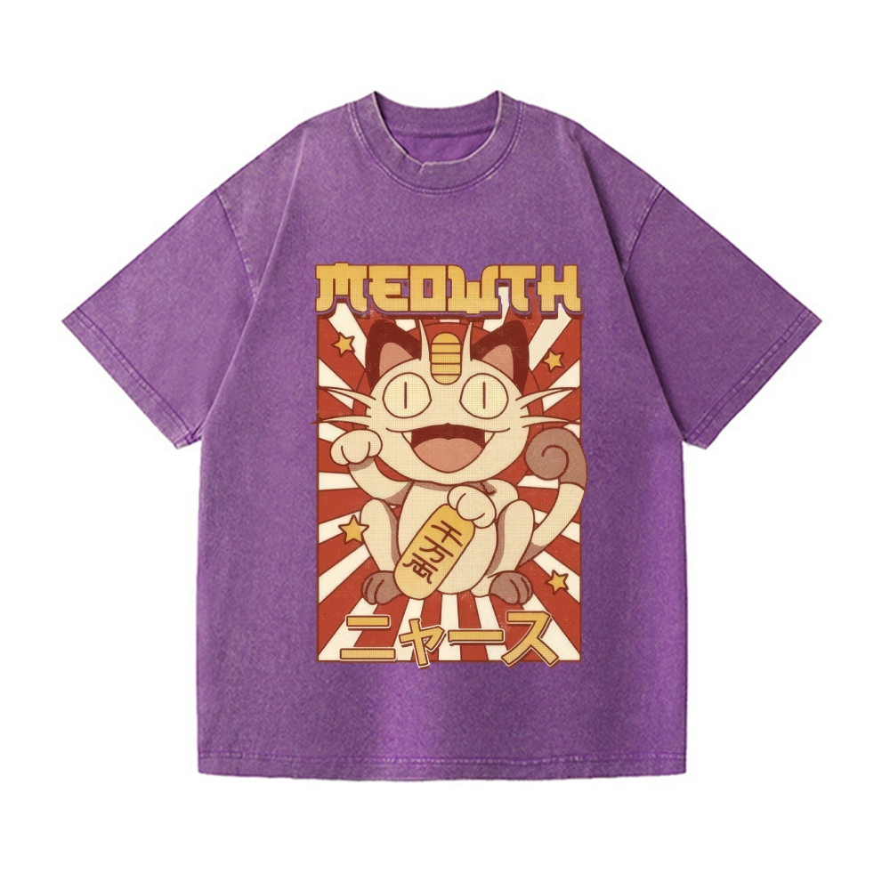 Lucky Cat Vintage Wash Japanese Design T-Shirt