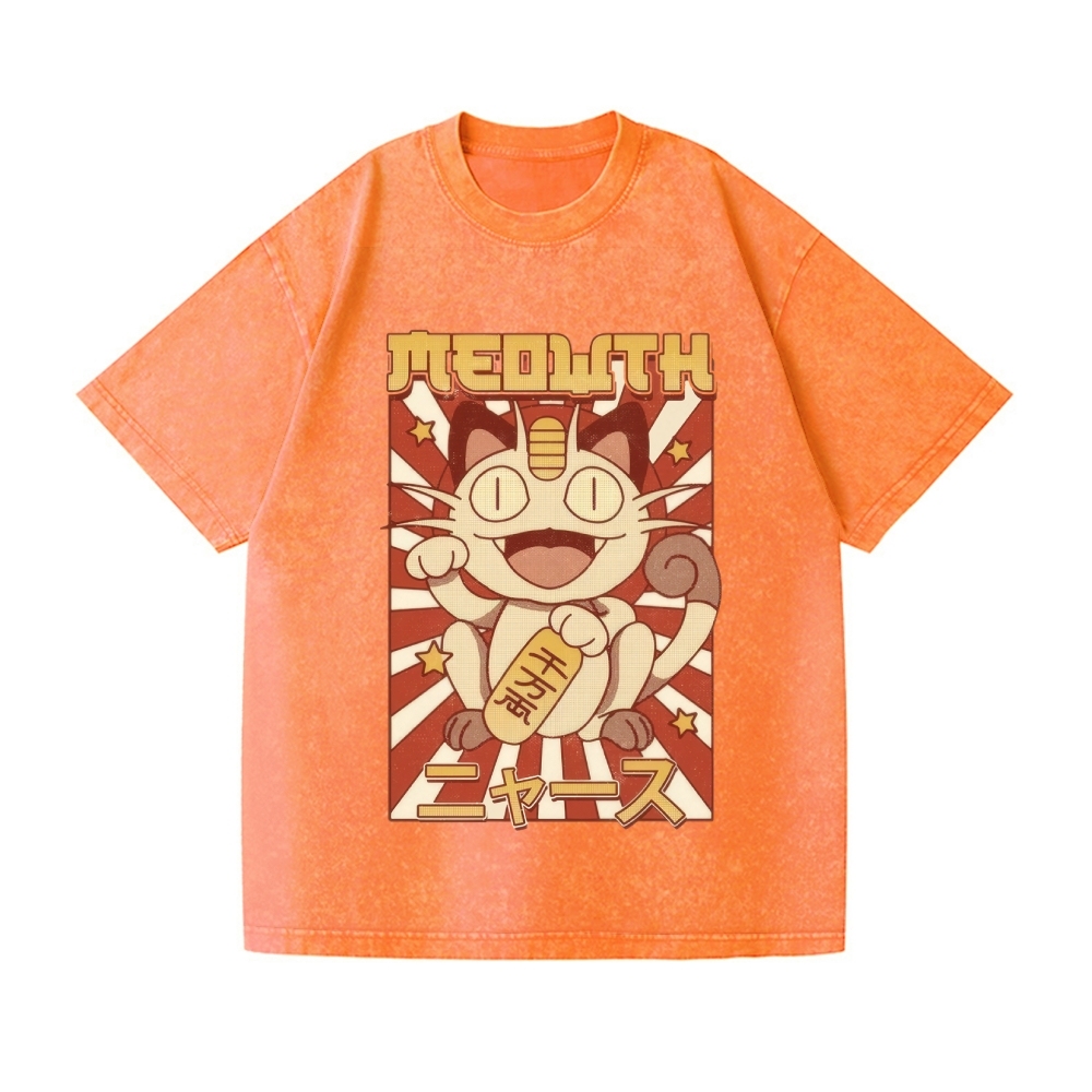 Lucky Cat Vintage Wash Japanese Design T-Shirt