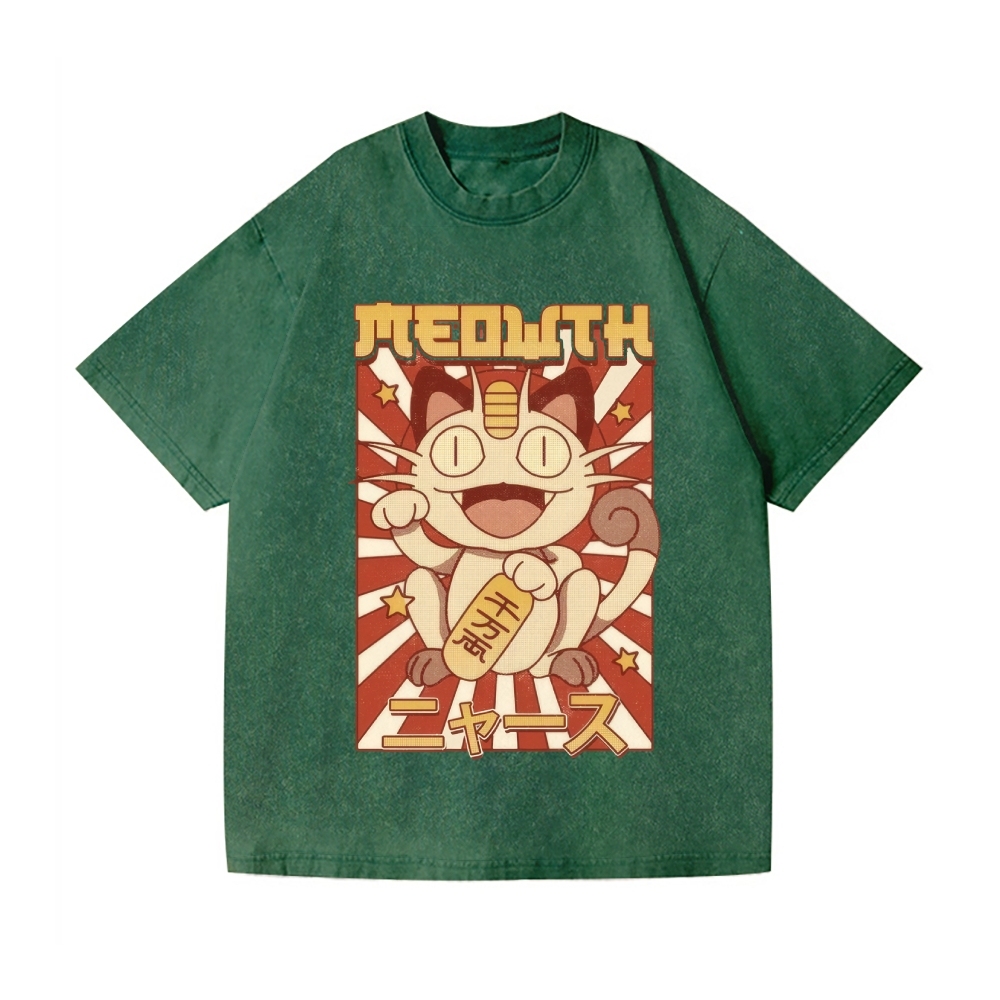 Lucky Cat Vintage Wash Japanese Design T-Shirt