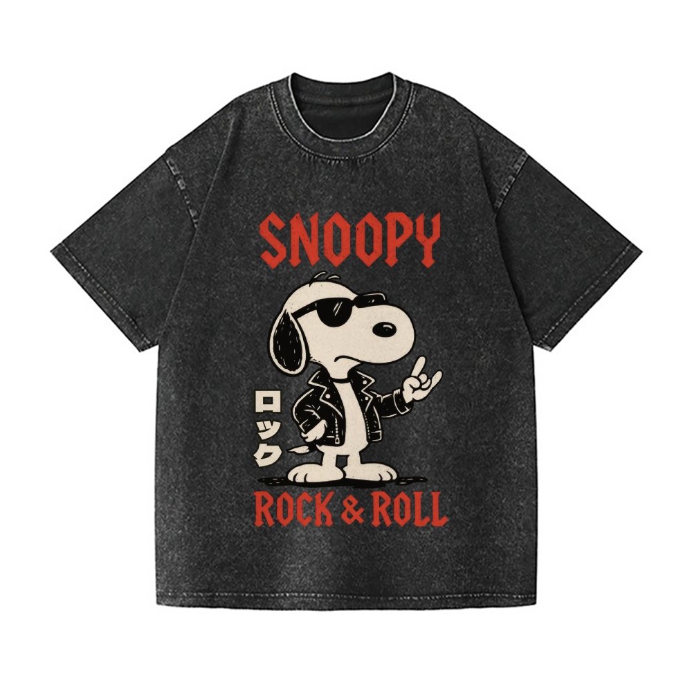 Rock Snoopy Vintage Wash Japanese Design T-Shirt
