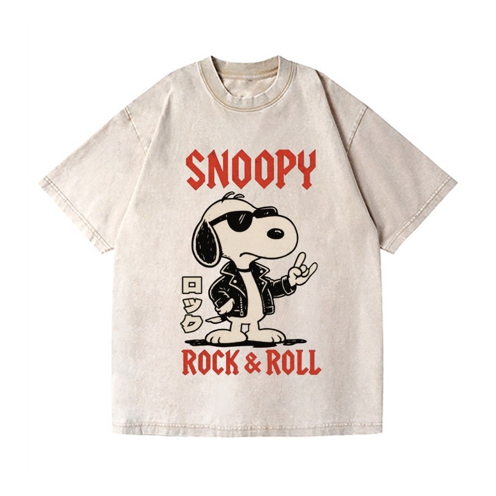 Rock Snoopy Vintage Wash Japanese Design T-Shirt