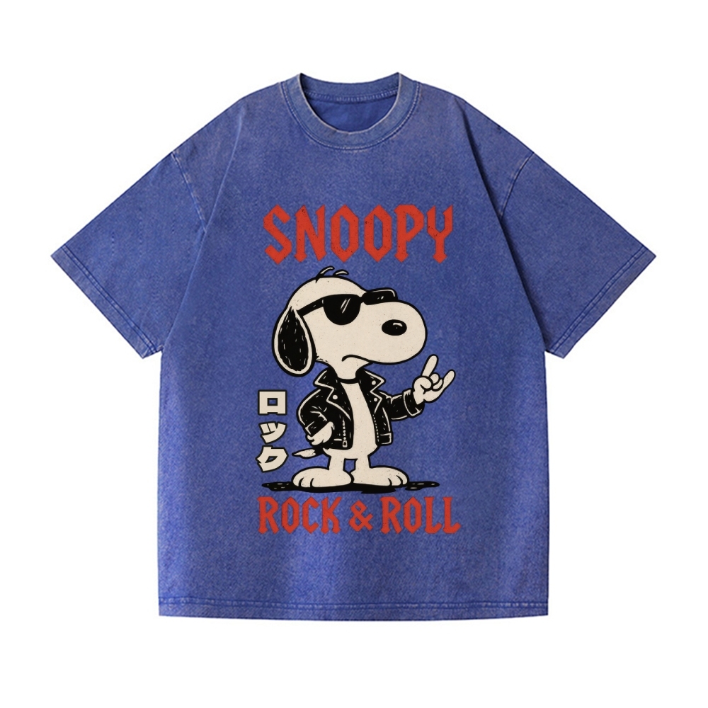 Rock Snoopy Vintage Wash Japanese Design T-Shirt