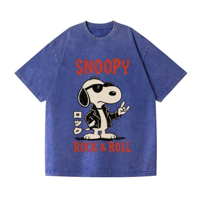 Rock Snoopy Vintage Wash Japanese Design T-Shirt