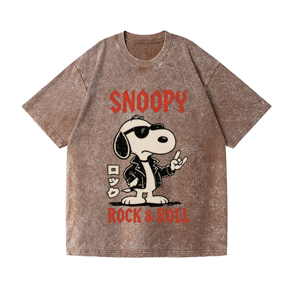 Rock Snoopy Vintage Wash Japanese Design T-Shirt