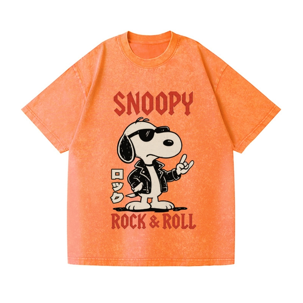 Rock Snoopy Vintage Wash Japanese Design T-Shirt